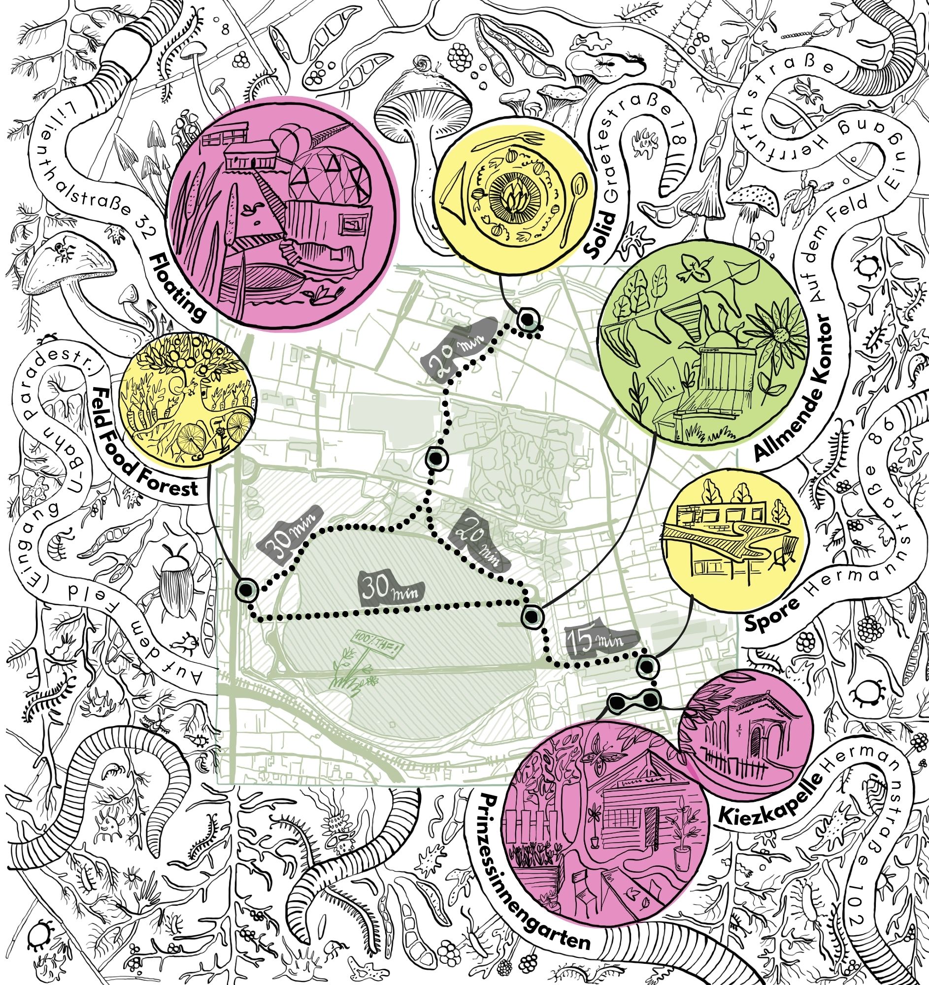 Kompost Festival 2026 Map b&w Die Karte des Kompost Festivals 2026.